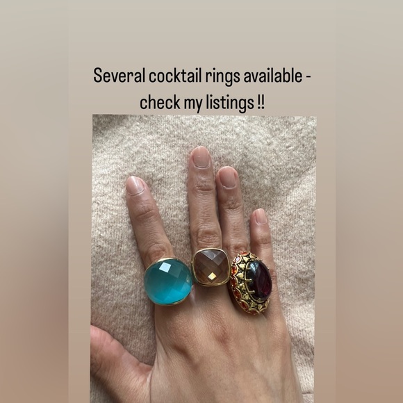 Fashion Jewelry Enamel Taupe Citrine Orange CZ Glass Cocktail Fashion Ring 6 - Picture 5 of 5